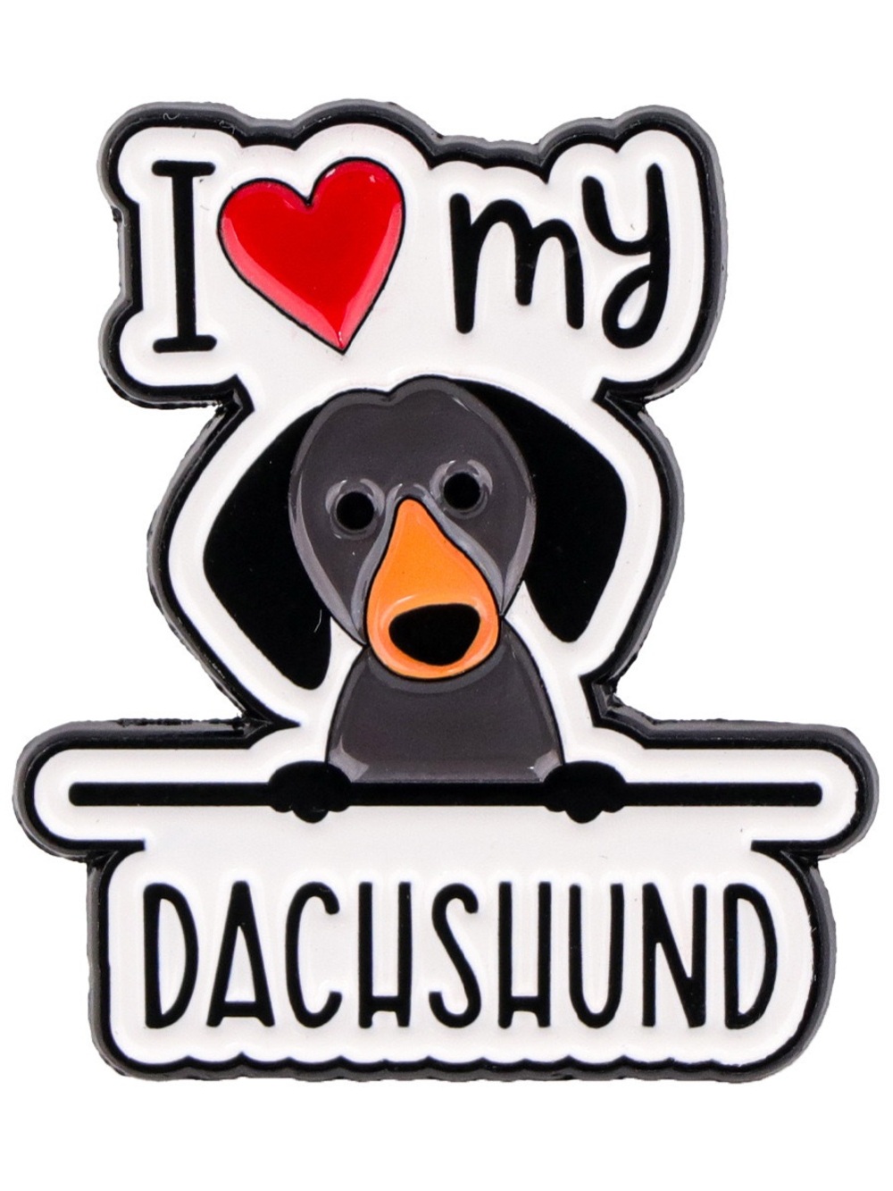I Love My Dachshund Enamel Pin – Cute Dachshund Dog Lapel Brooch